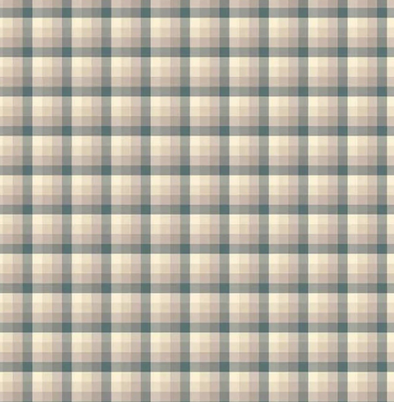 Tricoline estampa digital xadrez bege com azul 