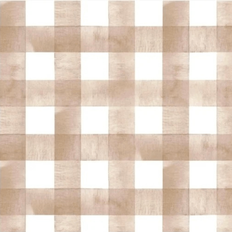 Tricoline estampa digital xadrez bege dupla fofura 