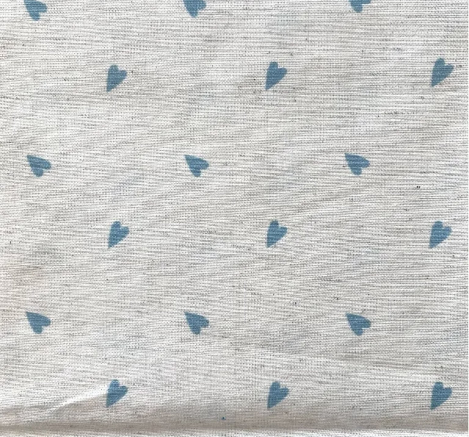 Linho misto coração azul 