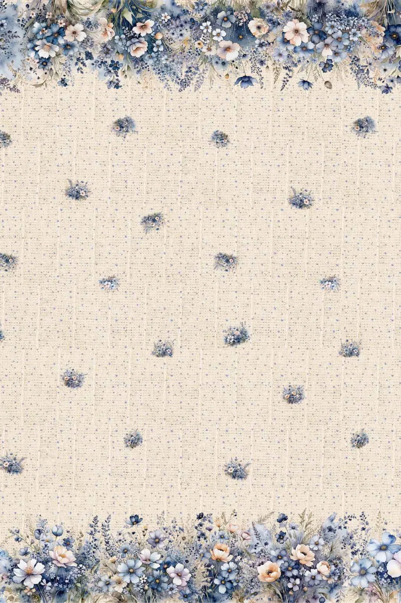 Sacaria especial floral azul - CORTES 0,55m x 1,50m 