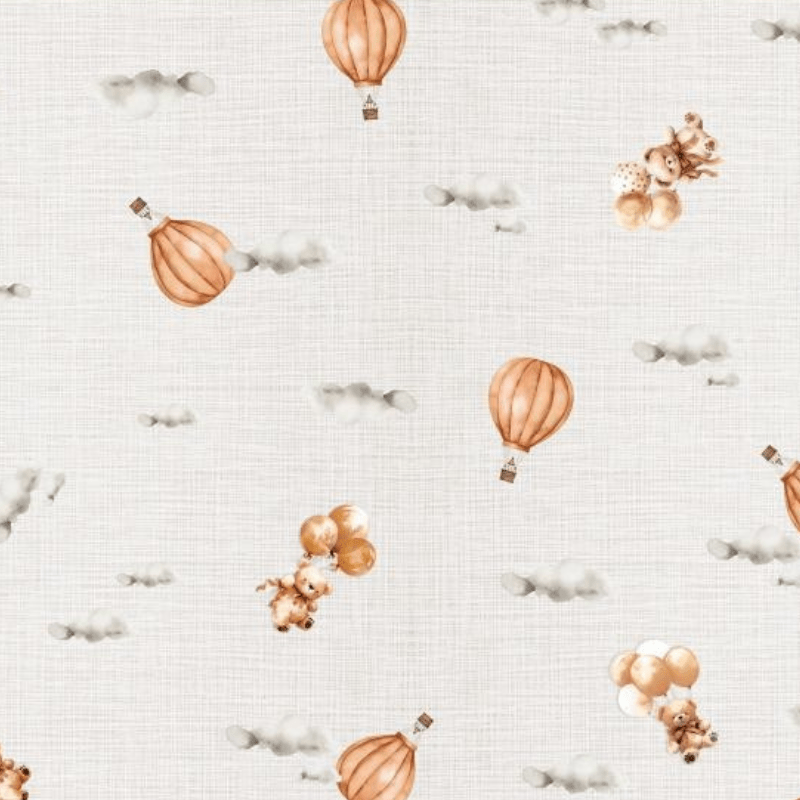 Tecido fralda digital quadriculada balões - CORTES 1,00m x 0,75m