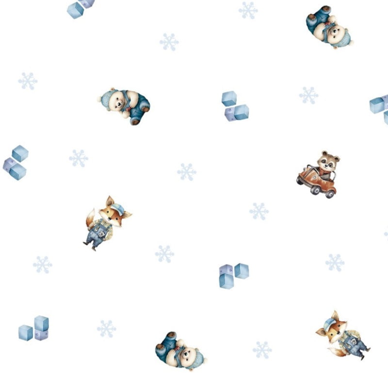 Tecido fralda digital quadriculada bichinhos fofos - CORTES 1,00m x 0,75m  