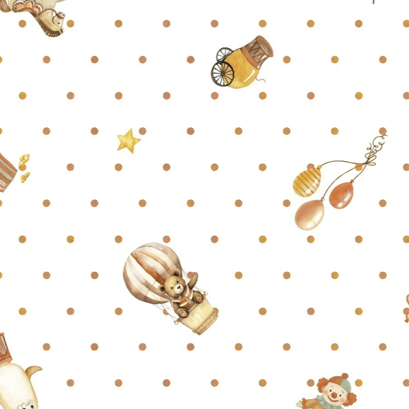 Tecido fralda digital quadriculada circo com poás laranja - CORTES 1,00m x 0,75m  