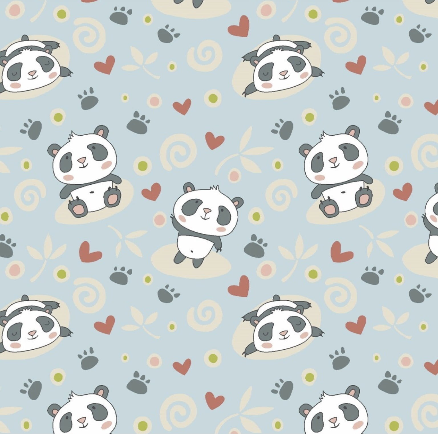 Tricoline estampado panda fundo azul