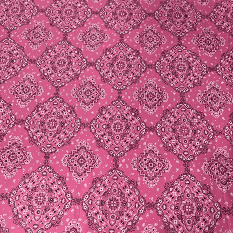 Tricoline estampado tipo bandana rosa