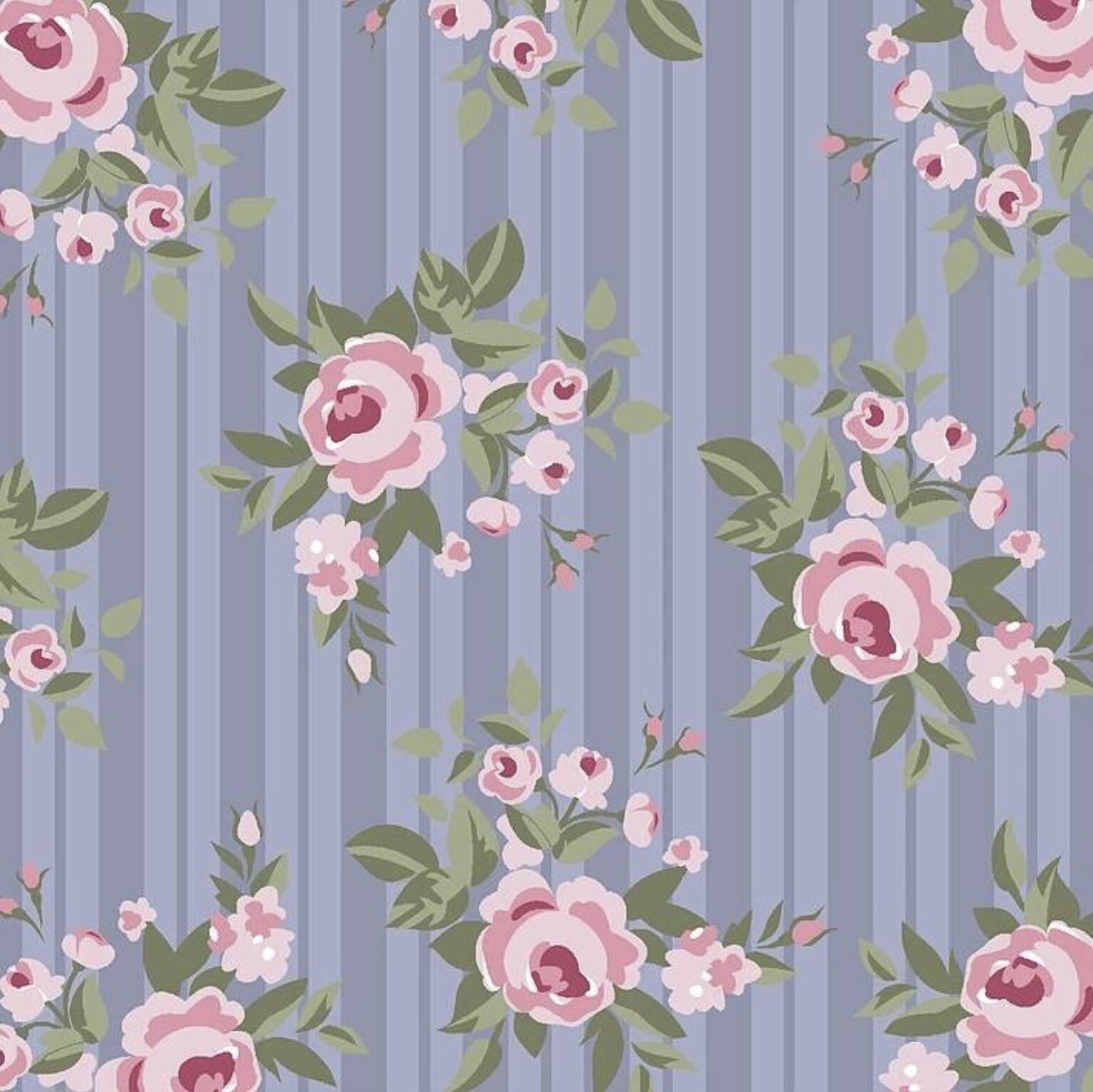 Tricoline estampado florescer listrado azul