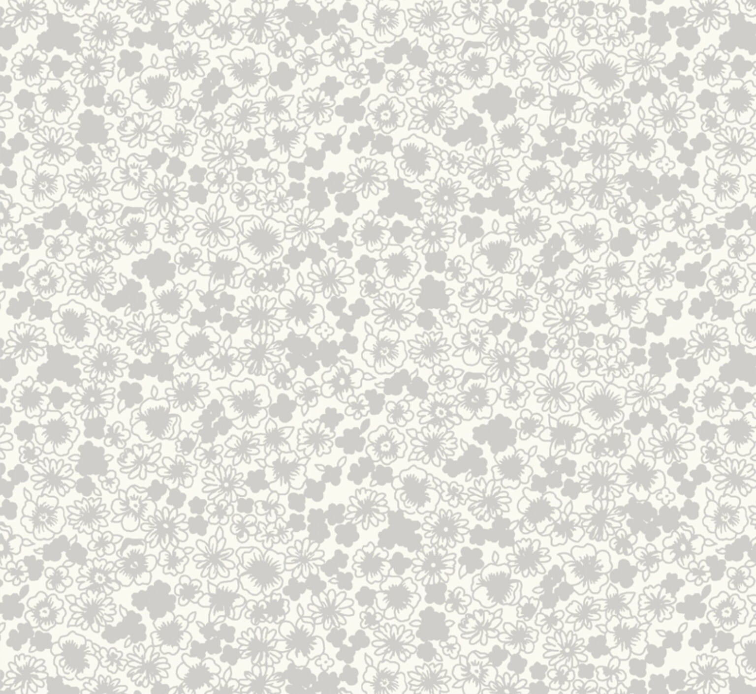 Tricoline estampado floral miúdo fundo cru com branco 