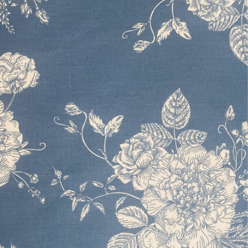 Tricoline estampado flores fundo azul