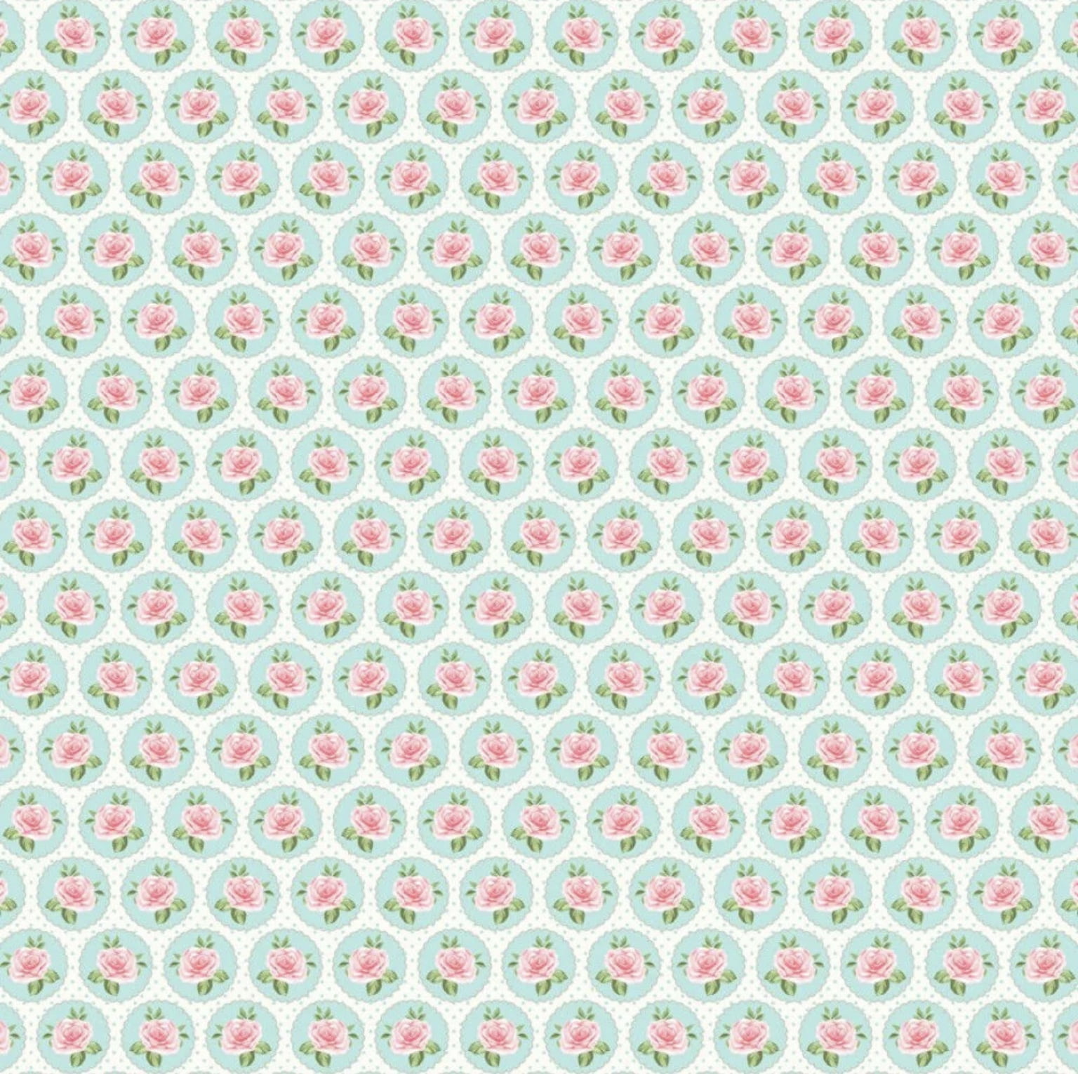 Tricoline estampado rosinhas no círculo 