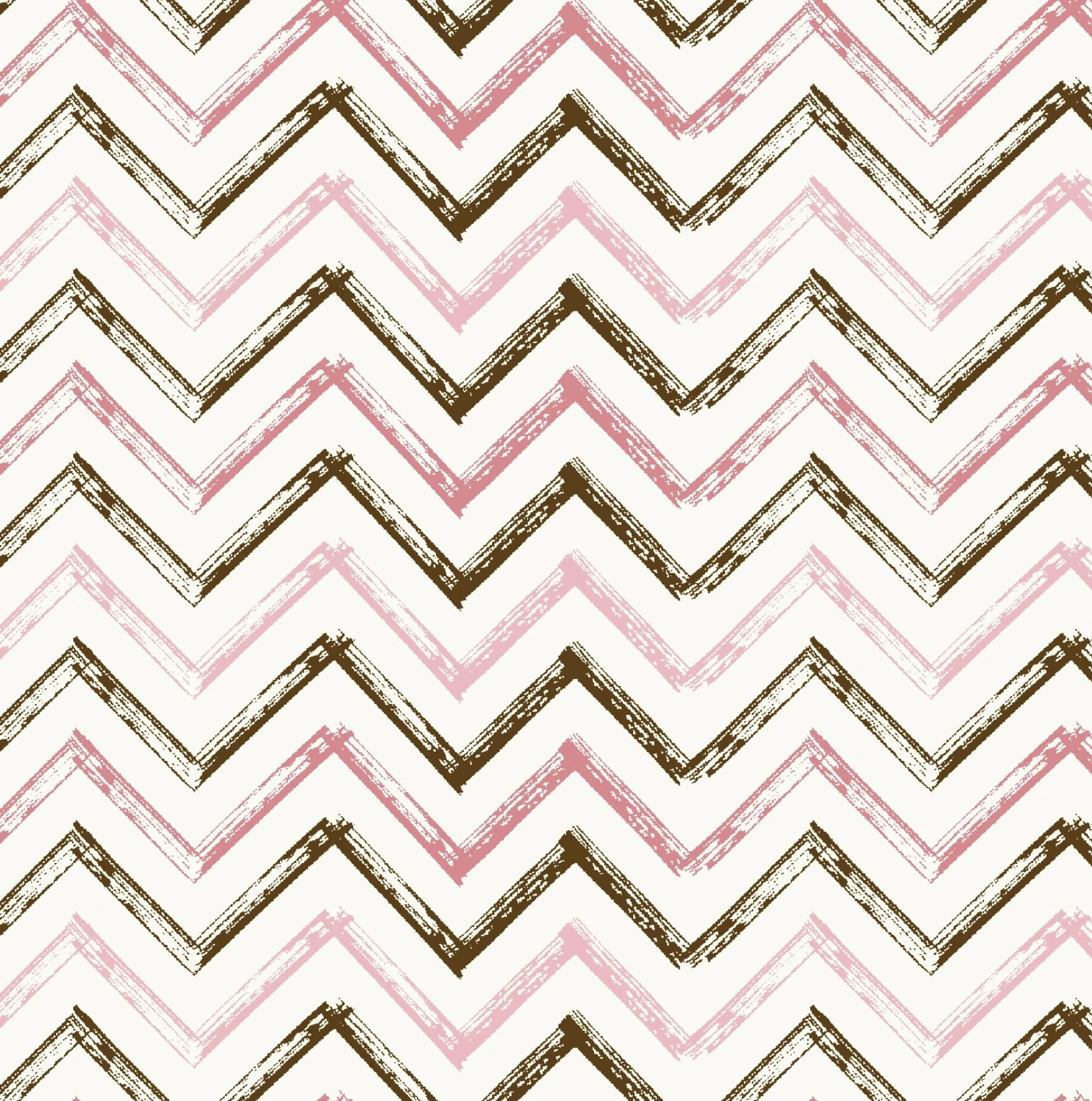 Tricoline estampado chevron rosa e marrom 