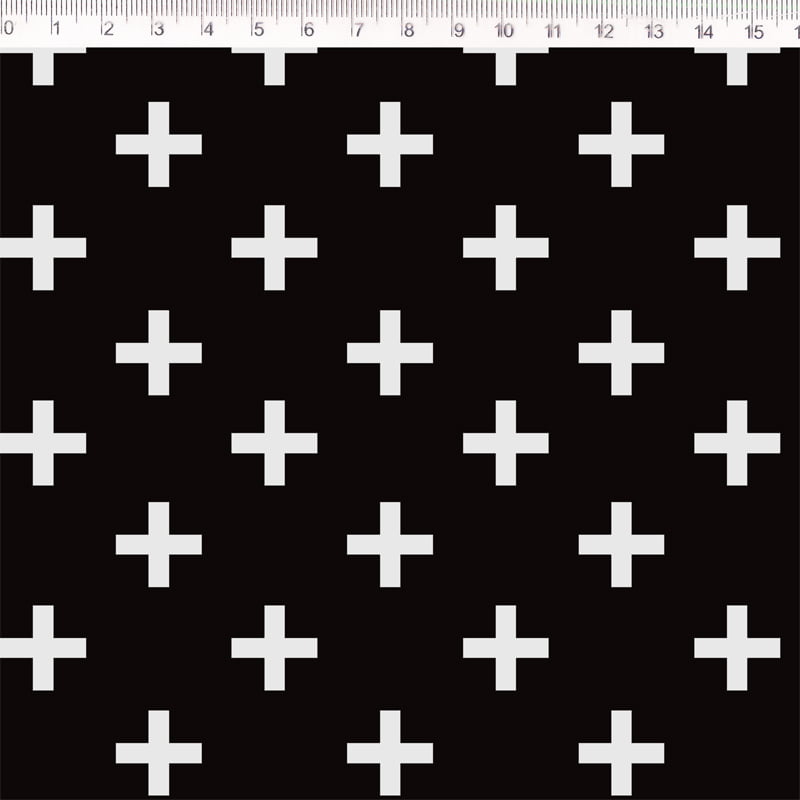 Tricoline estampado plus fundo preto