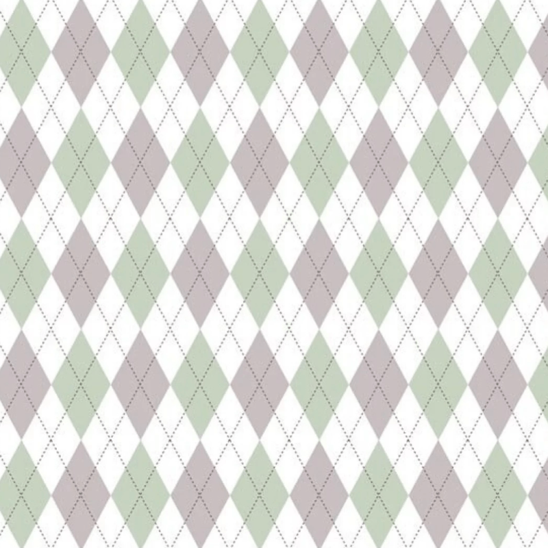 Tricoline estampado trapézio verde e cinza 