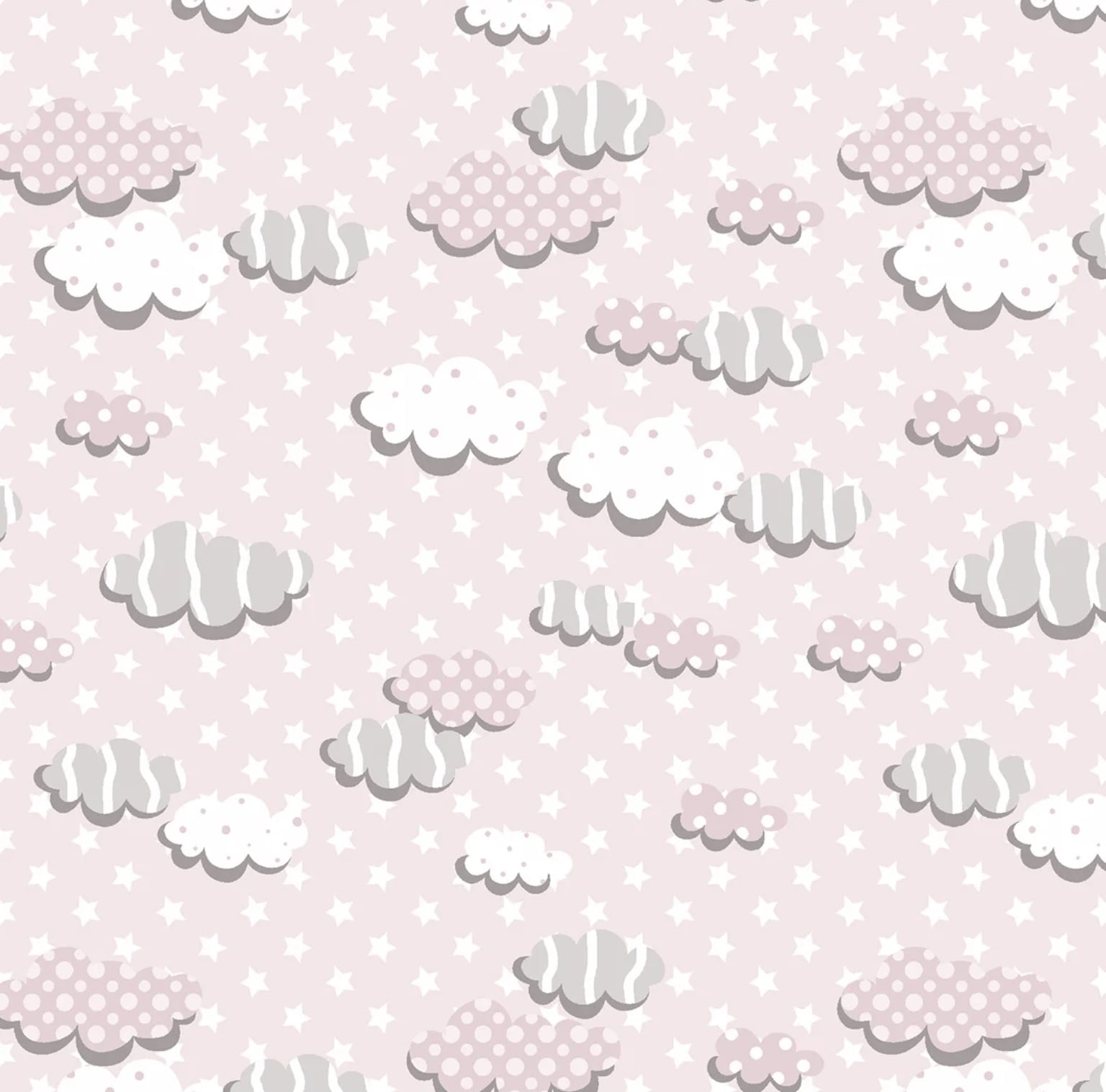 Tricoline estampado nuvens rosa