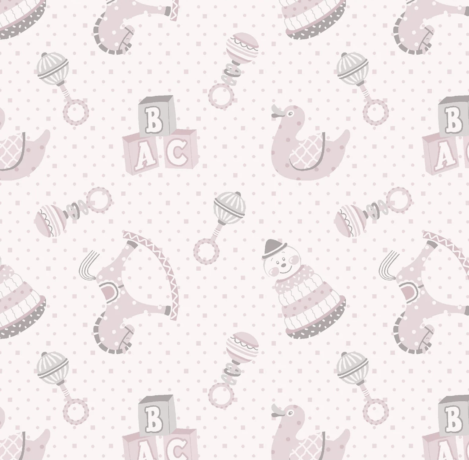 Tricoline estampado primeiros brinquedos rosa