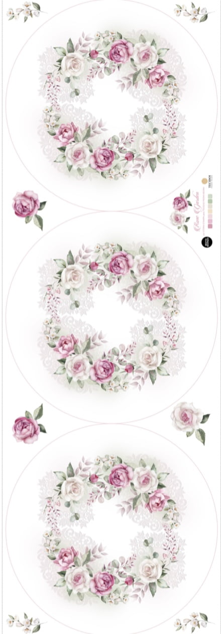 Tricoline estampa digital sousplats rose garden