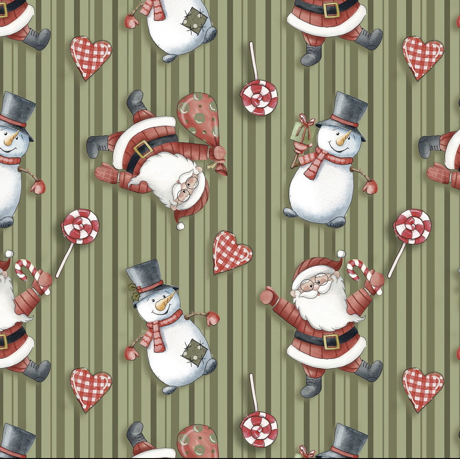 Tricoline estampa digital noel e snow fundo verde
