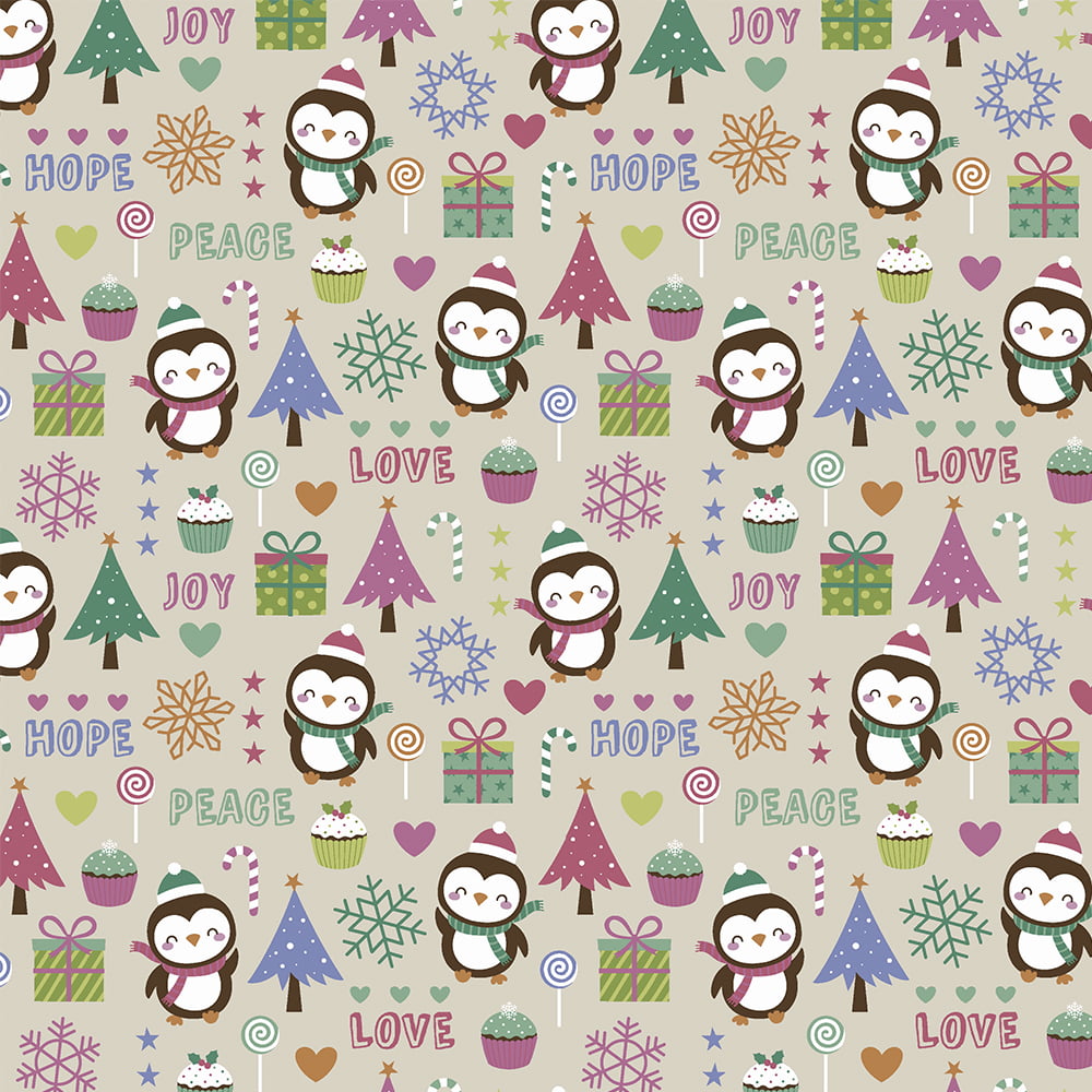 Tricoline estampado candy christmas pinguins 