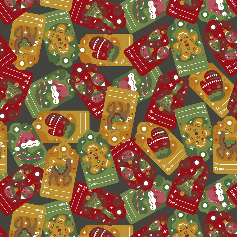 Tricoline estampado Original christmas tags