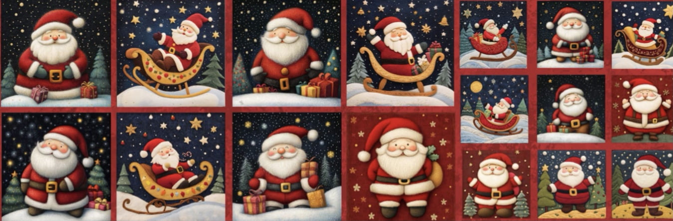 Tricoline estampa digital painel papai noel vermelho 