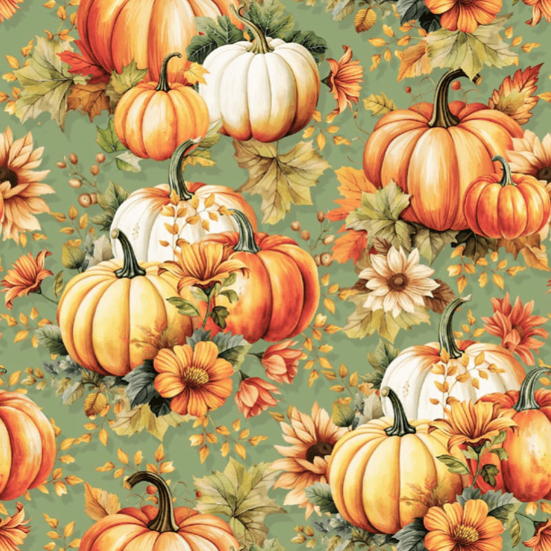 Tricoline estampa digital abóboras fundo verde