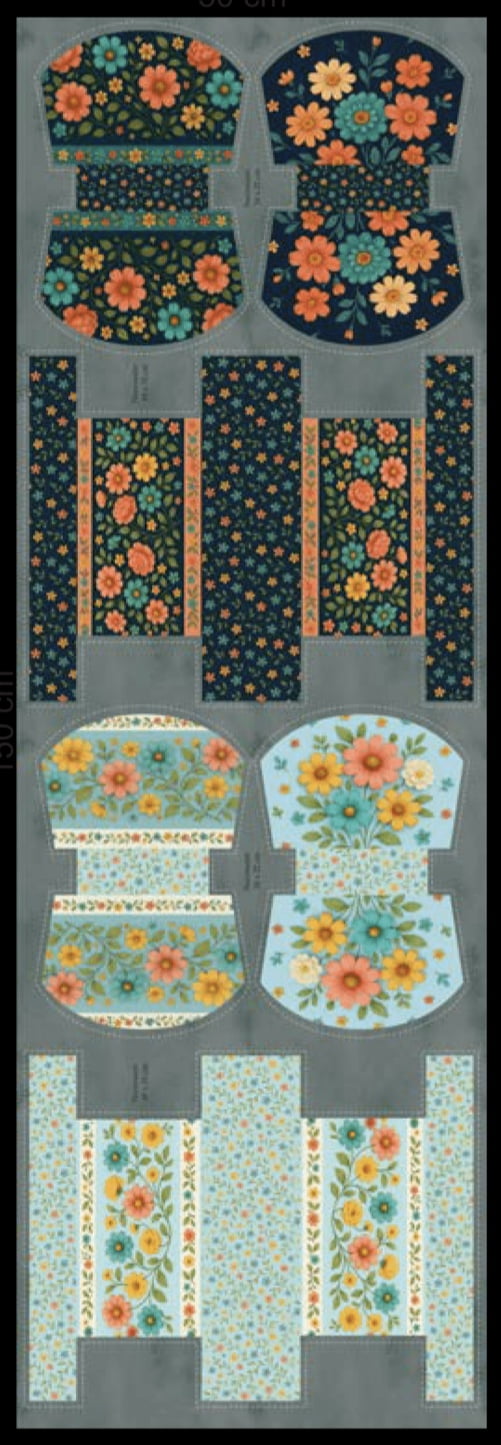 Sarja estampa digital painel necessaires caminho das flores fundo escuro