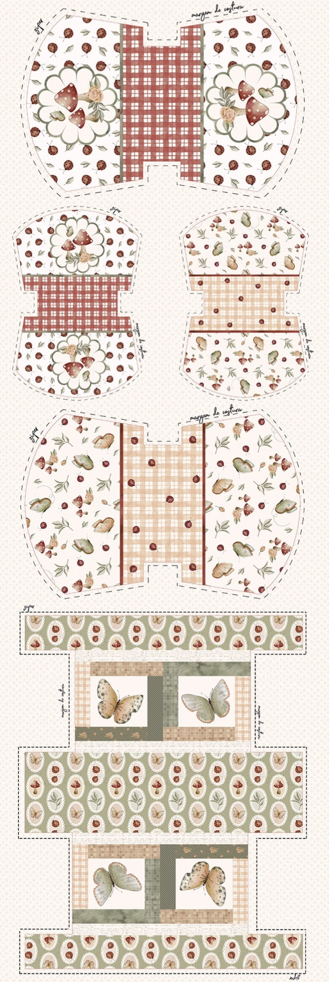 Tricoline estampa digital painel necessaires garden