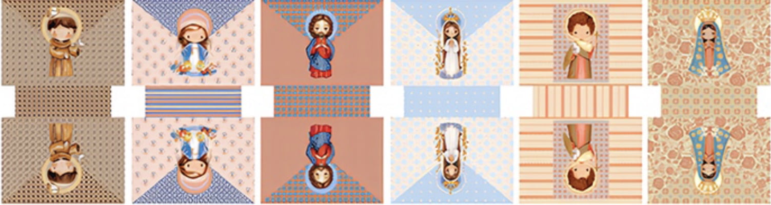 Tricoline estampa digital painel necessaires Santinhos