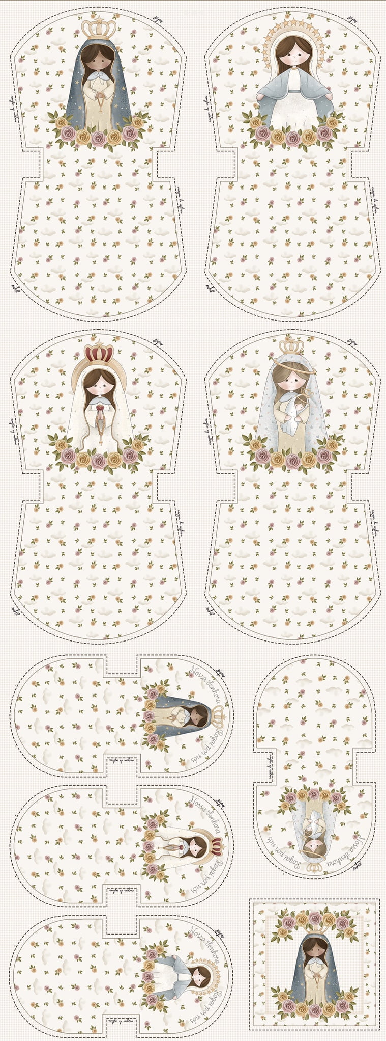 Tricoline estampa digital painel necessaires Rogai por nós 