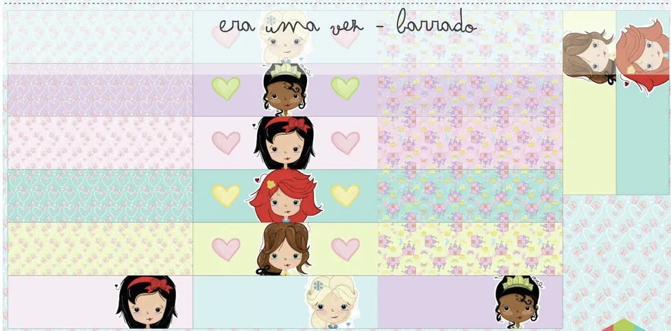 Painel barrado de fralda princesas Era uma vez