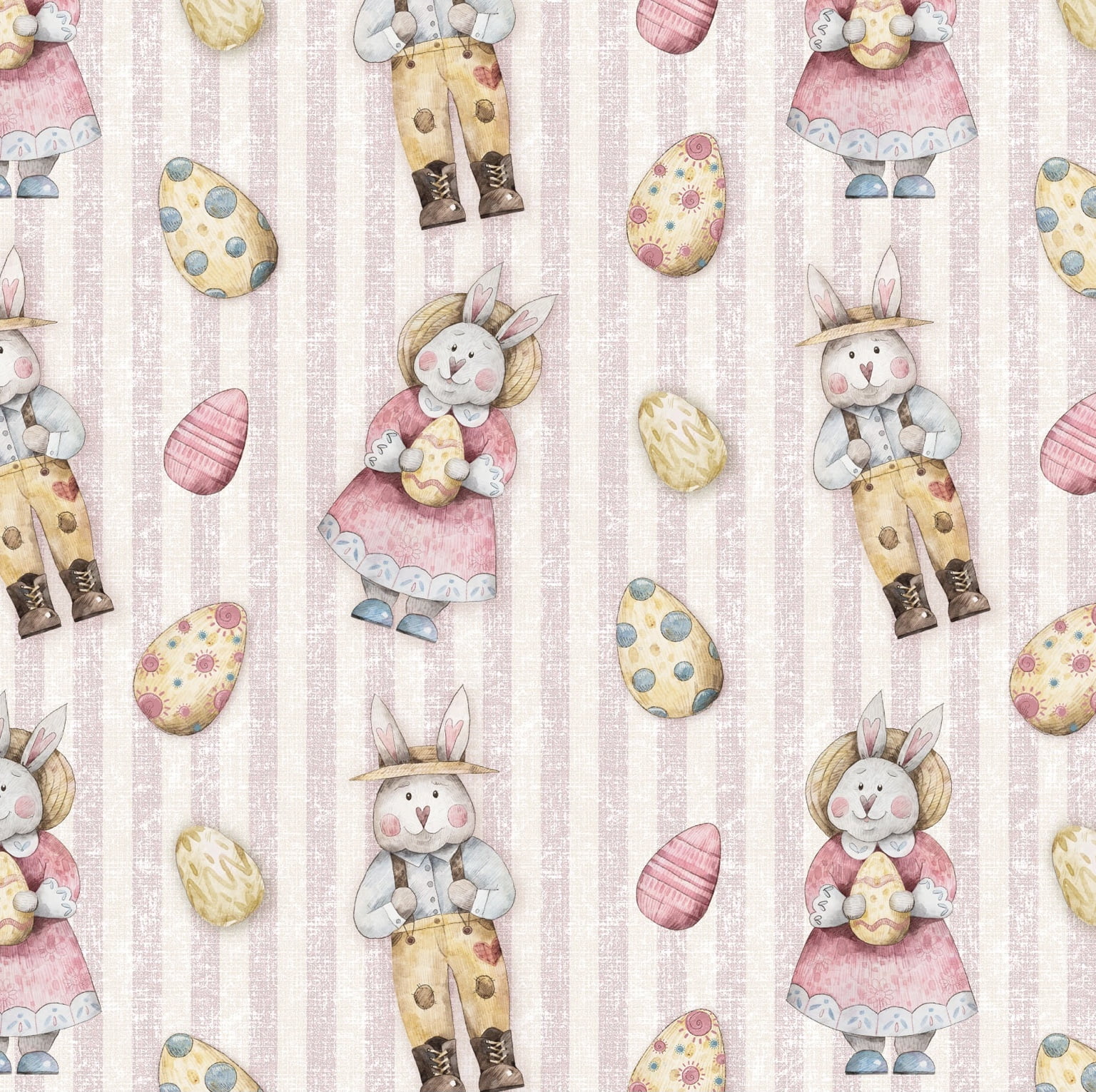 Tricoline estampa digital mini coelhos fundo rosa