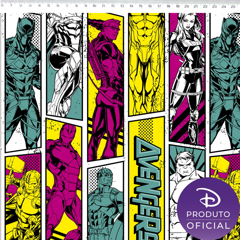 Tricoline estampado Marvel Vingadores os heróis 