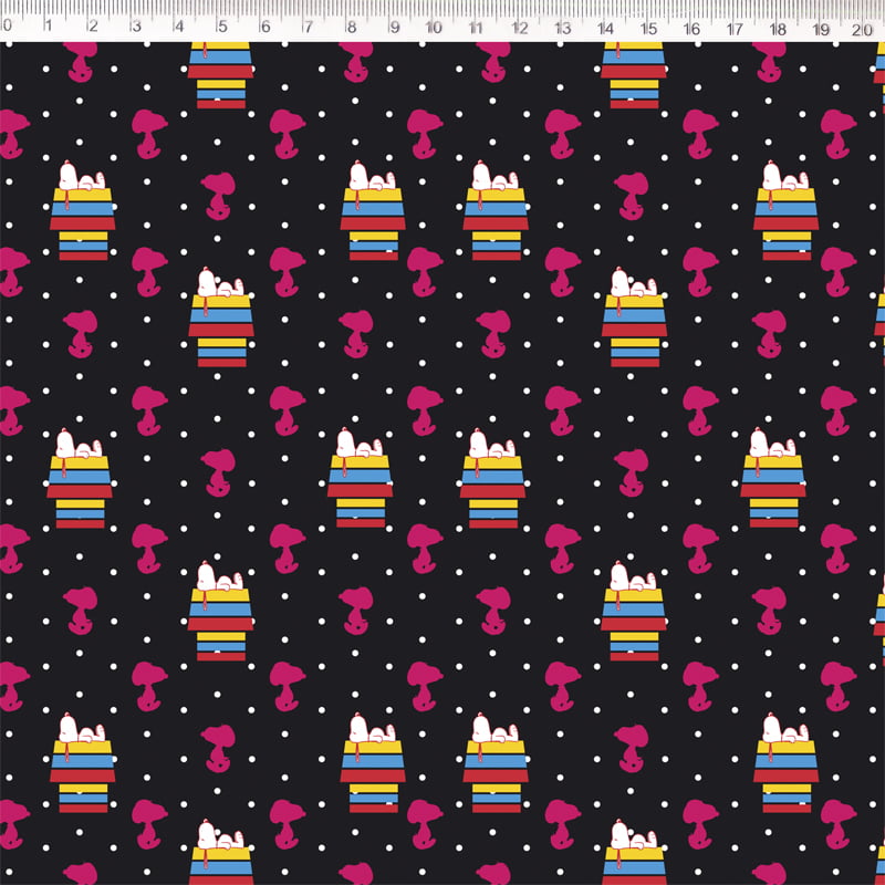 Tricoline estampado Snoopy colorido 