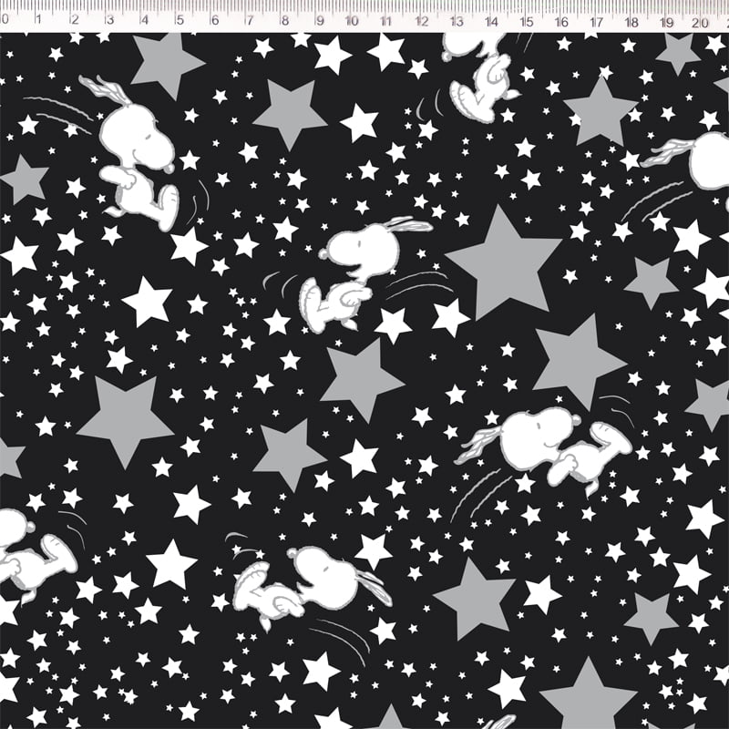 Tricoline estampado Snoopy com estrelas