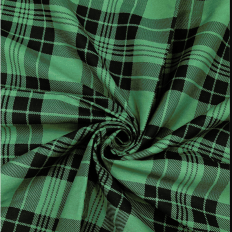 Tricoline estampado xadrez verde e preto - Renatta Tecidos