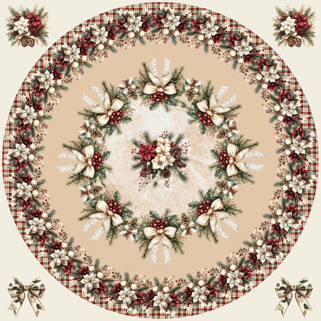 Sarja leve estampa digital toalha redonda natal tradicional 