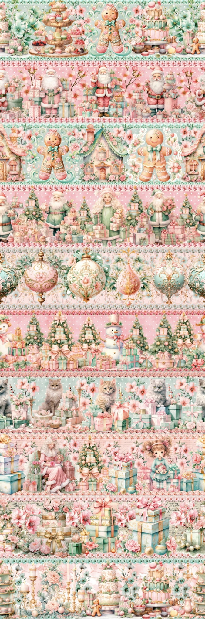 Tricoline estampa digital barrado candy natal - CORTES 0,55m x 1,50m