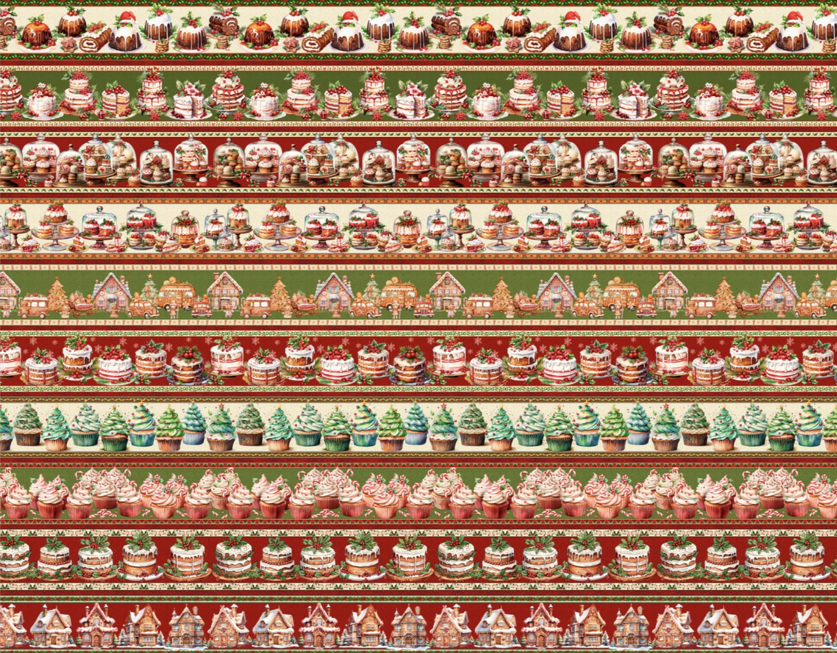 Tricoline estampa digital barrado doces natalinos