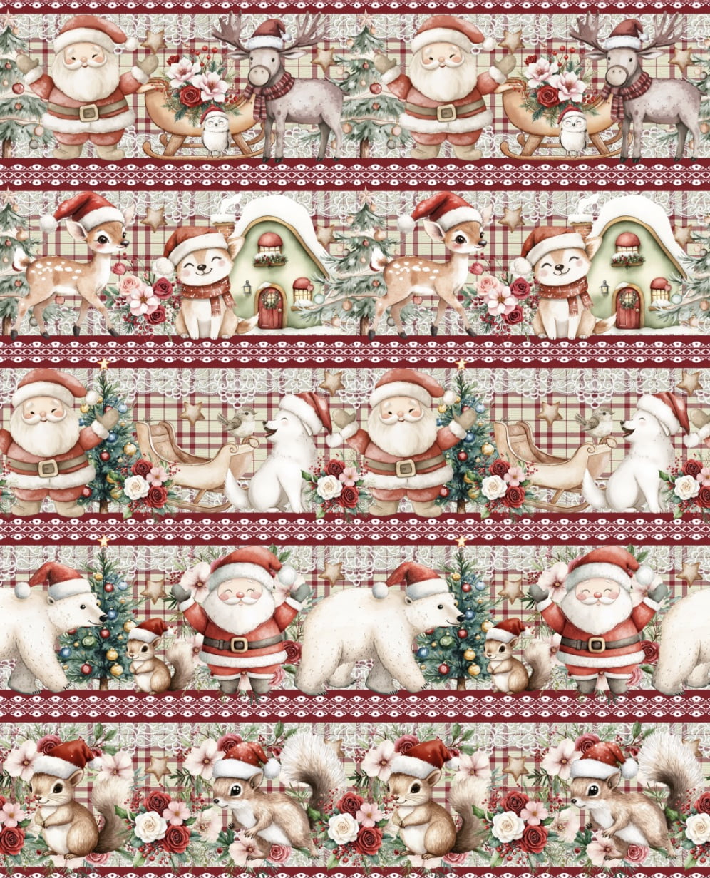 Tricoline estampa digital barrado fauna e flora de natal - CORTES 0,55m x 1,50m