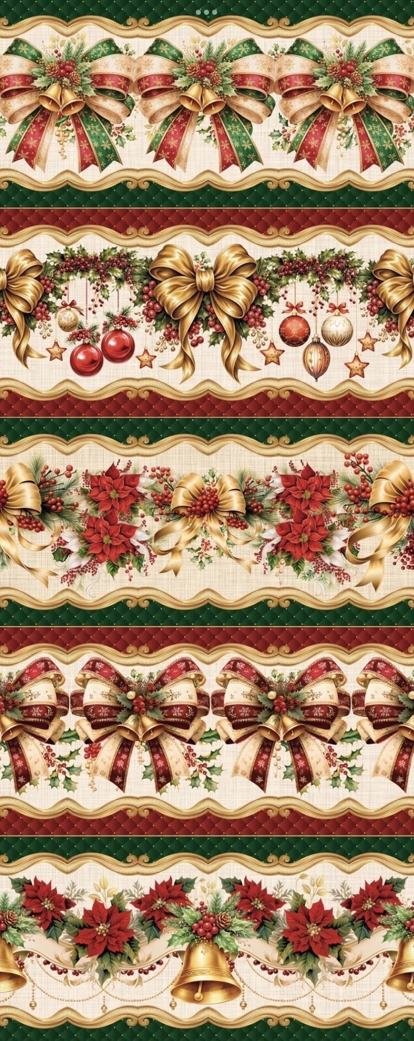 Tricoline estampa digital barrado laços de natal - CORTES 0,55m x 1,50m
