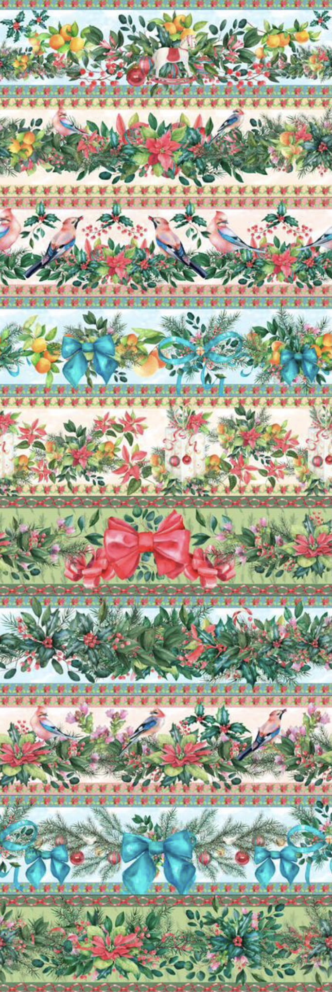 Tricoline estampa digital barrado laços natalinos  - CORTES 0,55m x 1,50m