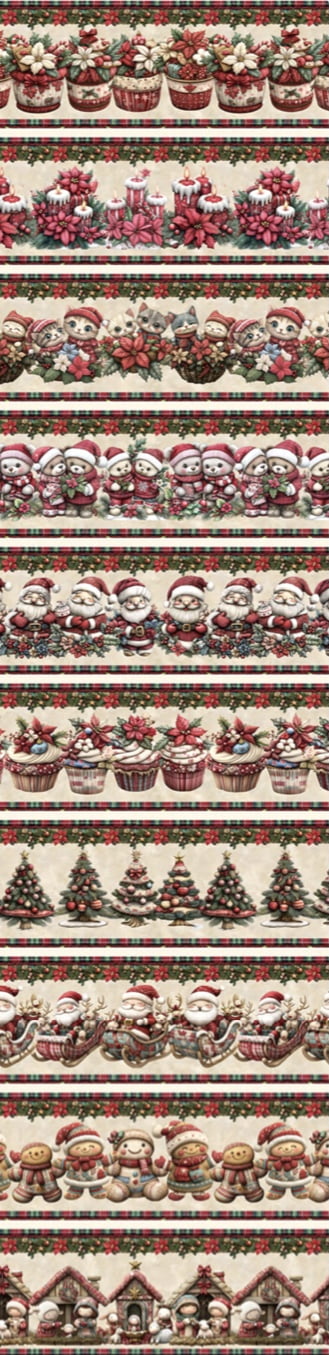 Tricoline estampa digital barrado natal cute - CORTES 0,55m x 1,50m