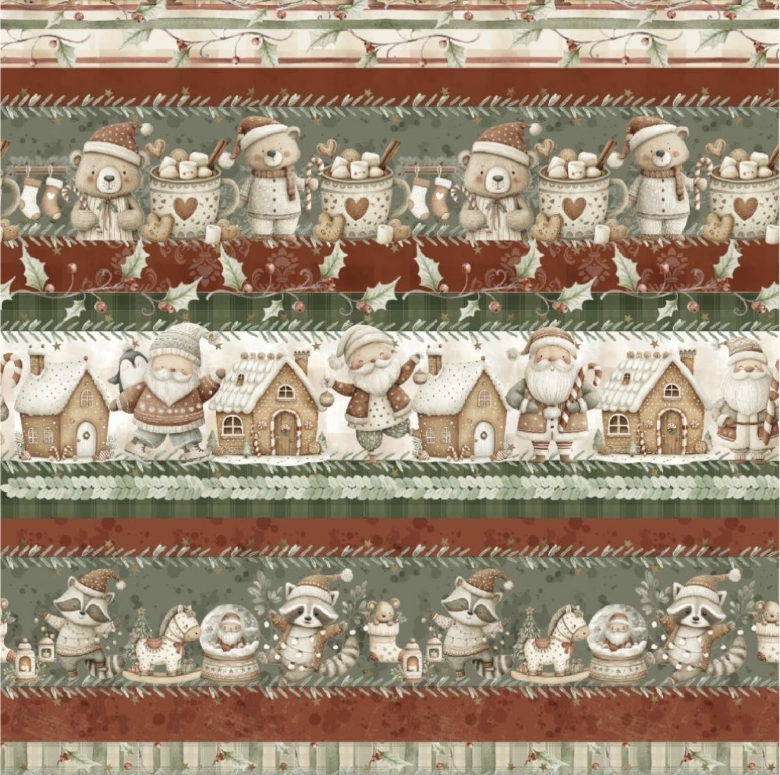 Tricoline estampa digital barrado natal encantado - CORTES 0,55m x 1,50m