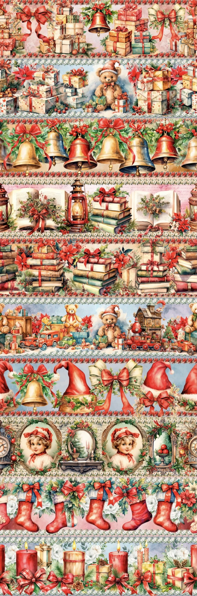 Tricoline estampa digital barrado natal mágico - CORTES 0,55m x 1,50m