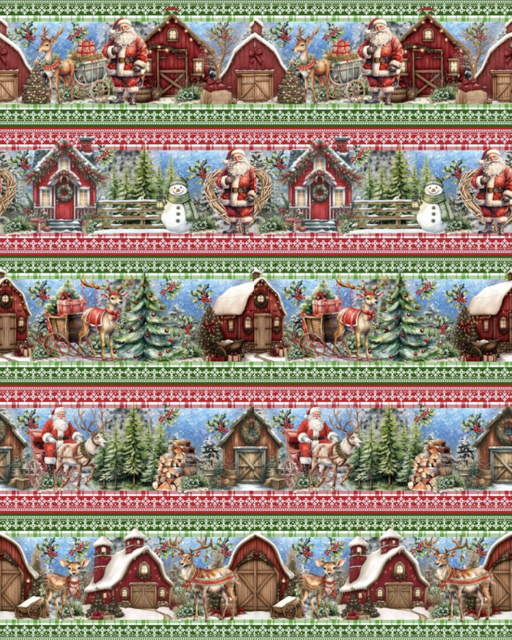 Tricoline estampa digital barrado natal polar - CORTES 0,55m x 1,50m