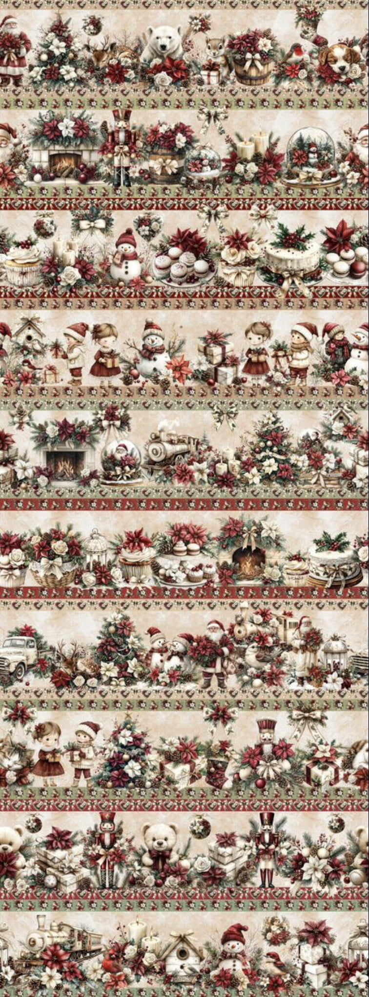 Tricoline estampa digital barrado natal tradicional - CORTES 0,55m x 1,50m