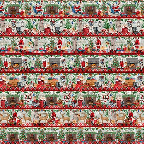 Tricoline estampa digital barrado noel em casa