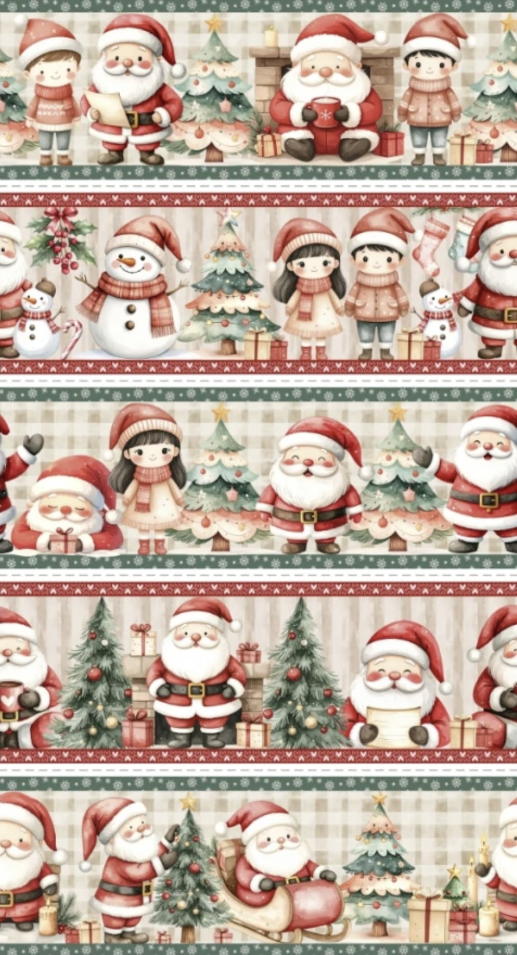 Tricoline estampa digital barrado noel simpático - CORTES 0,55m x 1,50m 