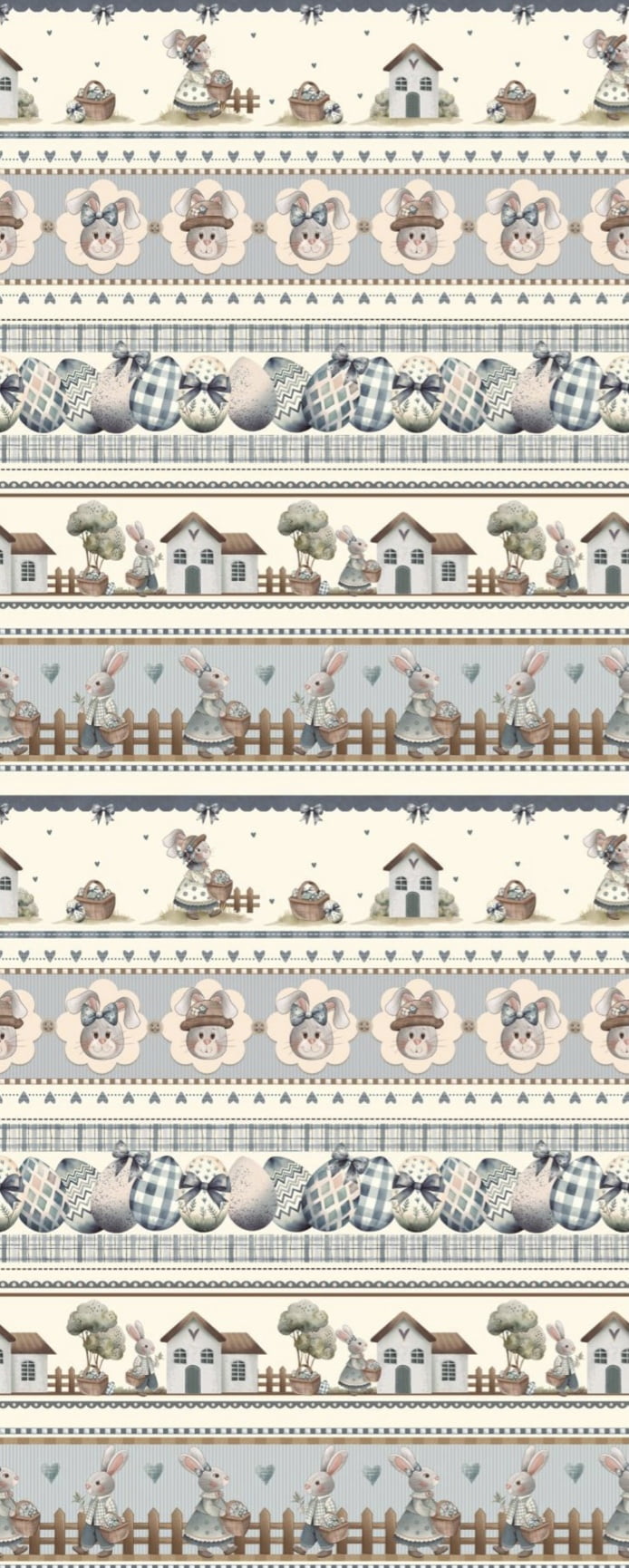 Tricoline estampa digital barrado Páscoa - CORTES 0,55m x 1,50m