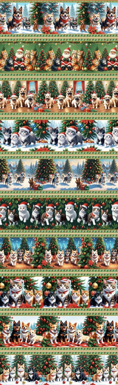Tricoline estampa digital barrado pet natal - CORTES 0,55m x 1,50m