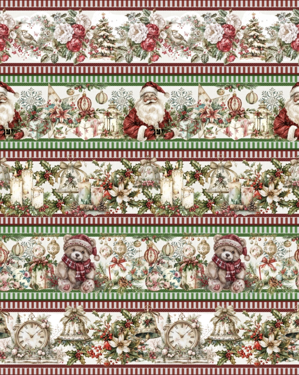 Tricoline estampa digital barrado querido papai noel - CORTES 0,55m x 1,50m